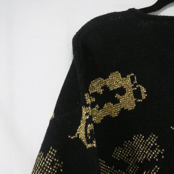 Made In Korea | size 42 | Black Sweater With Gold Front and Back Design | GUC - Picture 9 of 14
